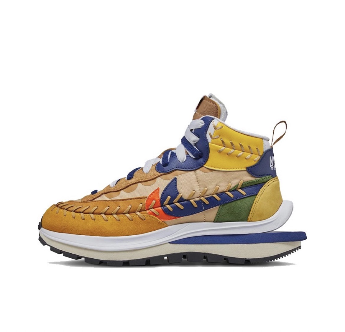 Sacai x Nike LD Vaporwaffle x Jean Paul Gaultier 三方聯名 黃色/黑色 拼接 縫合 解構鞋