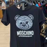 [S] MOSCHINO UNDERWEAR BEAR HEAD LOGO T-SHIRT,BLACK, ZT1913-9019-0555 (SM100)
