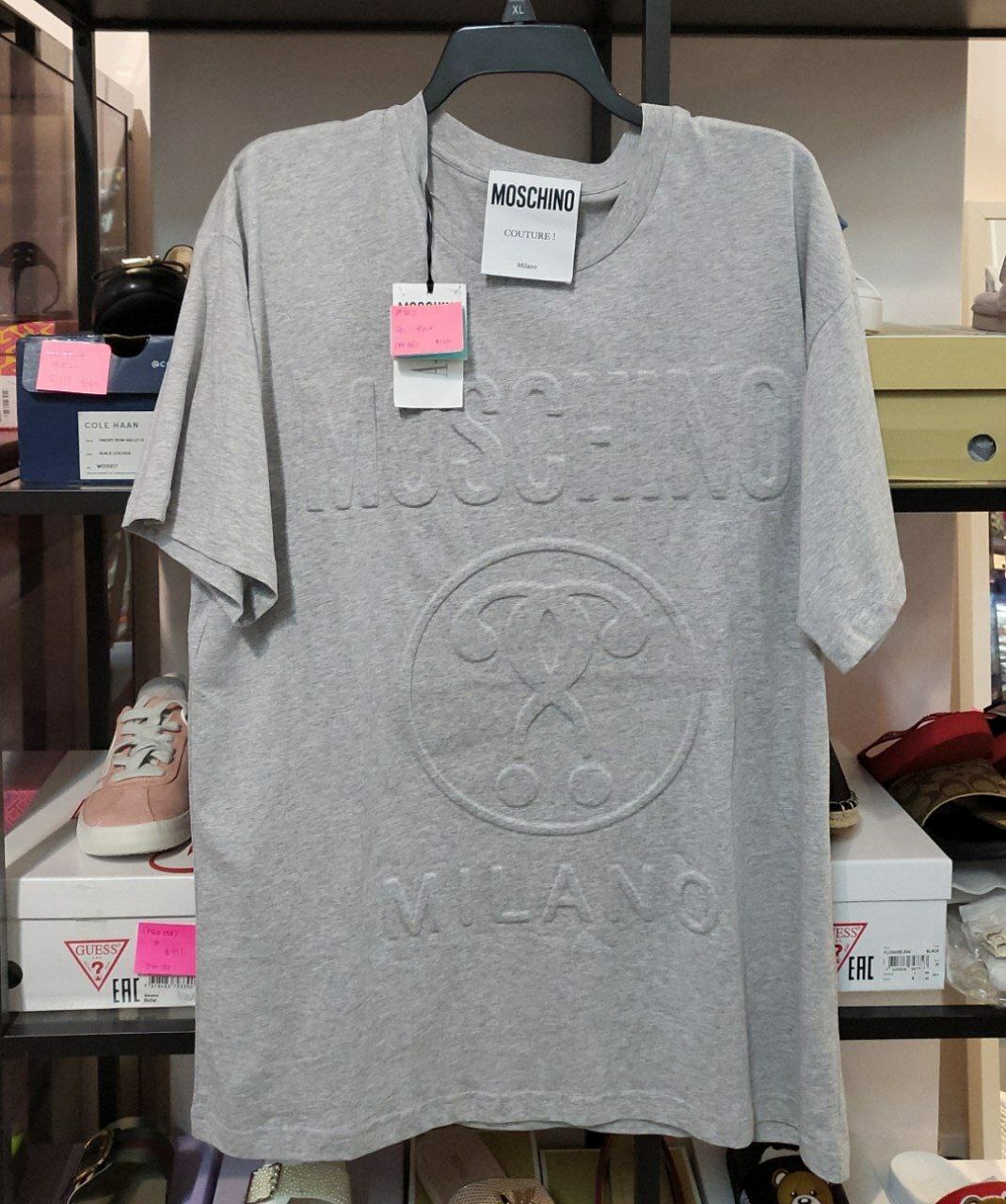 [S] MOSCHINO MILANO LOGO PRINT T-SHIRT,GREY, ET0709-0540-0485, FINAL SALE (SM101)