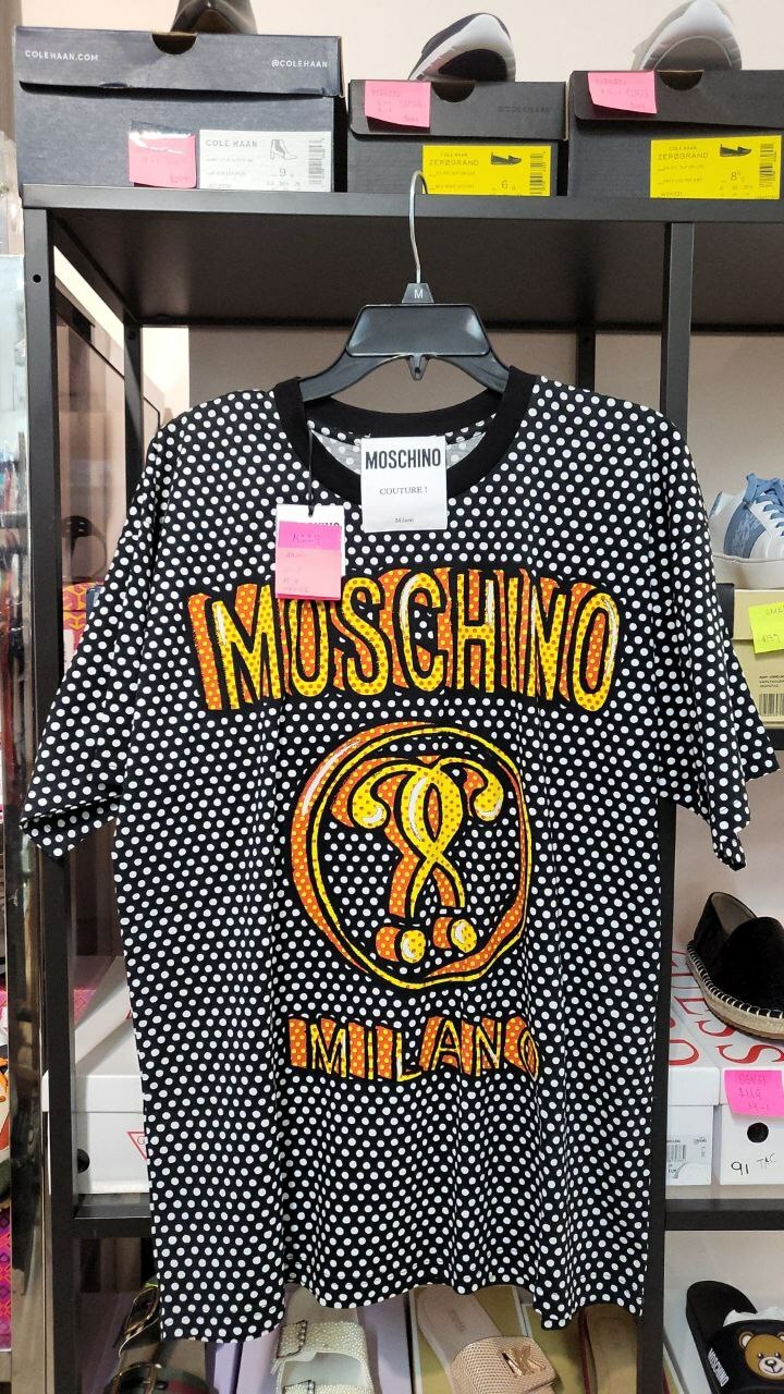 [S] MOSCHINO MILANO POLKA DOTS T-SHIRT,GREY, DT0707-5440-2555 (SM105)