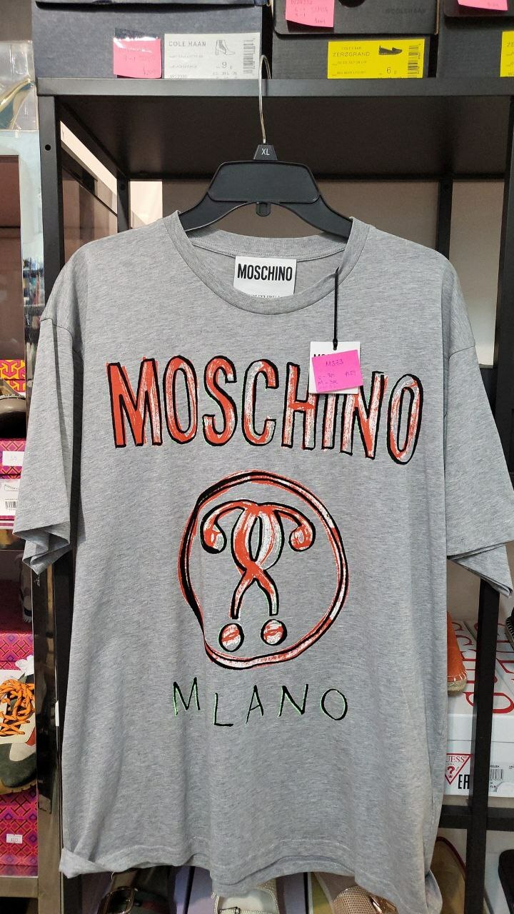 [S] MOSCHINO MILANO BIG LOGO T-SHIRT,GREY, ZT072205240-1485 (SM107)