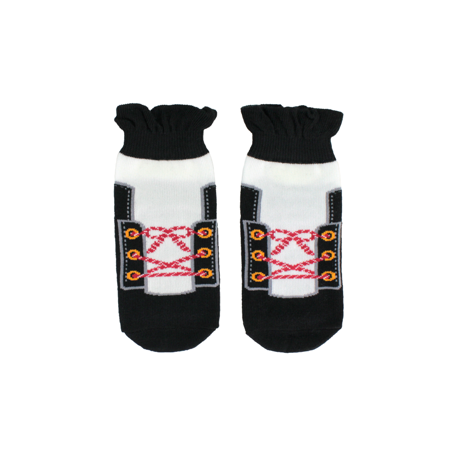 鞋帶造型。止滑。寬口童短襪。220