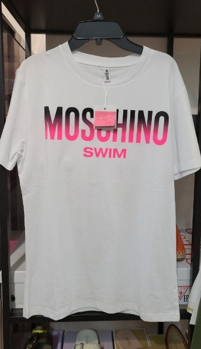 [S] MOSCHINO SWIM LOGO SHORT SLEEVE T-SHIRT,WHITE, 3A1902-2303-0001 (SM112)