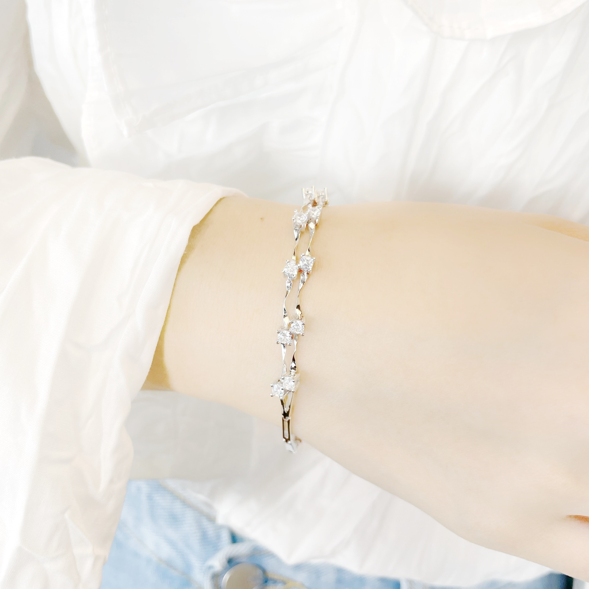 | 925純銀丨扭紋微雙層軟手鐲  | BR0652 |