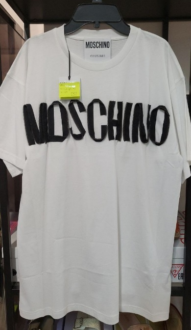 [S] MOSCHINO DOUBLE ZIP LOGO SHORT SLEEVE T-SHIRT,WHITE, ZPA0704-2040-1001 (FINAL SALE) (SM115)