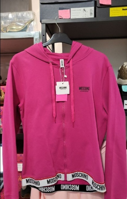 [S] MOSCHINO TAPE LOGO HOODIE JACKET,PINK, ZT1702-9001-0219 (SM118)