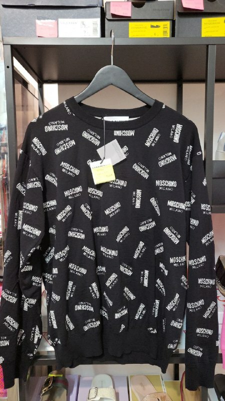 [S] MOSCHINO LOGO PRINT CREW SWEATSHIRT,BLACK, D2A0901-6300-1555 (SM119)