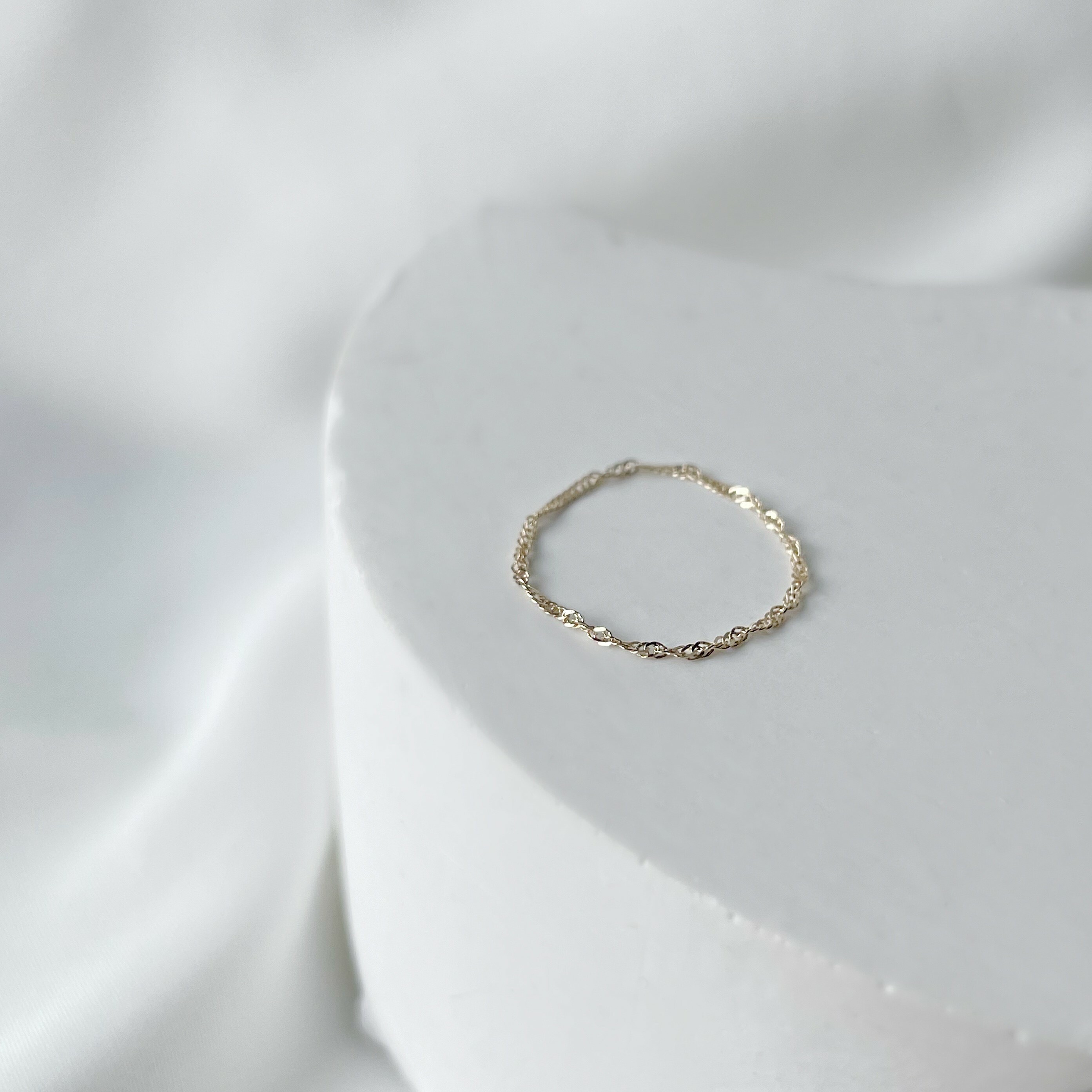 14K輕柔波紋鍊戒