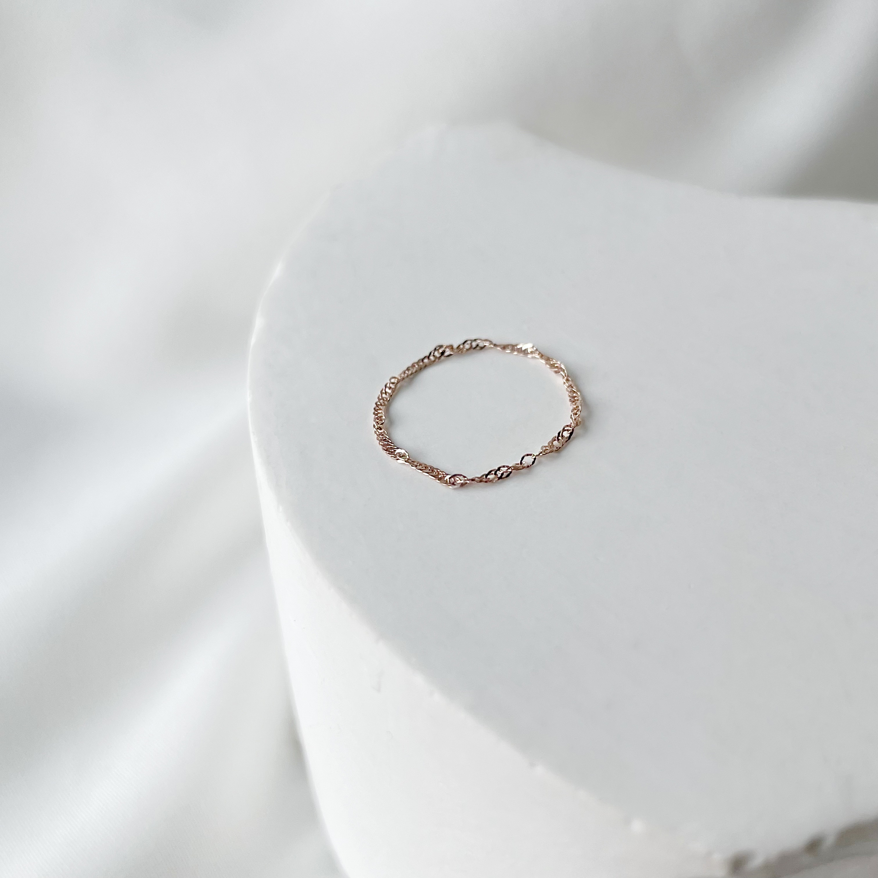 14K輕柔波紋鍊戒