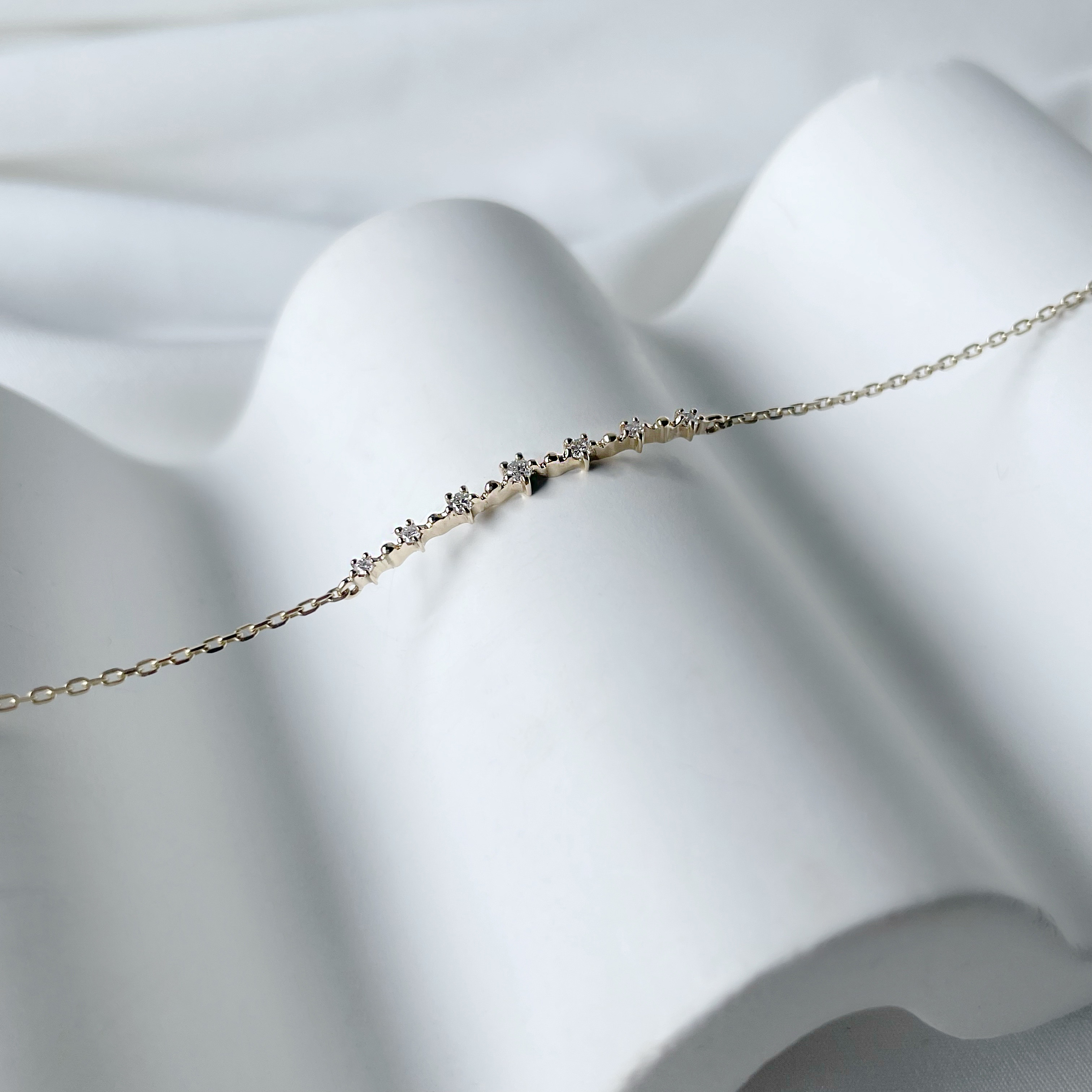 14K Stardust弧排真鑽手鏈