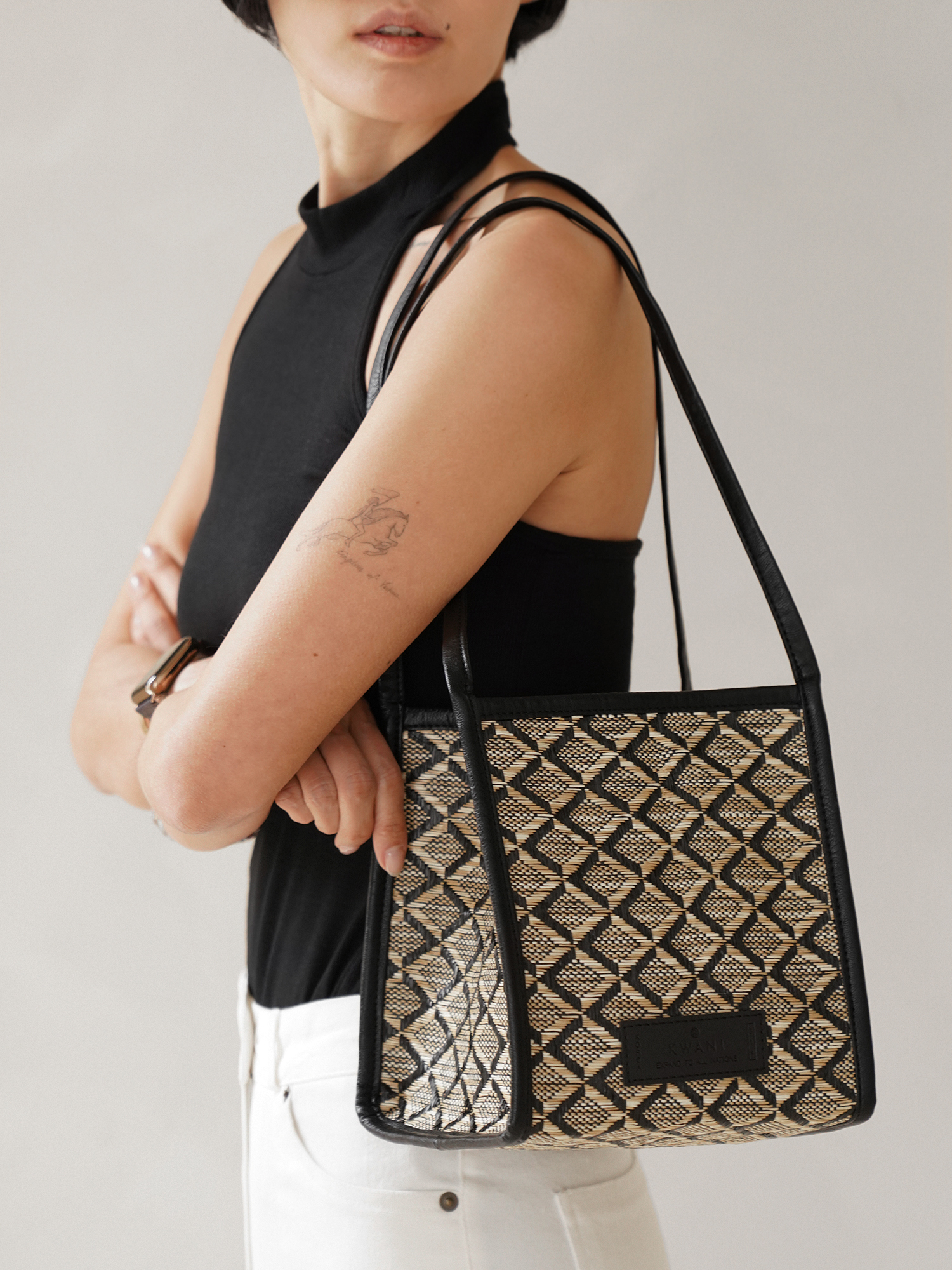 Kwani Rattan Shoulder Tote