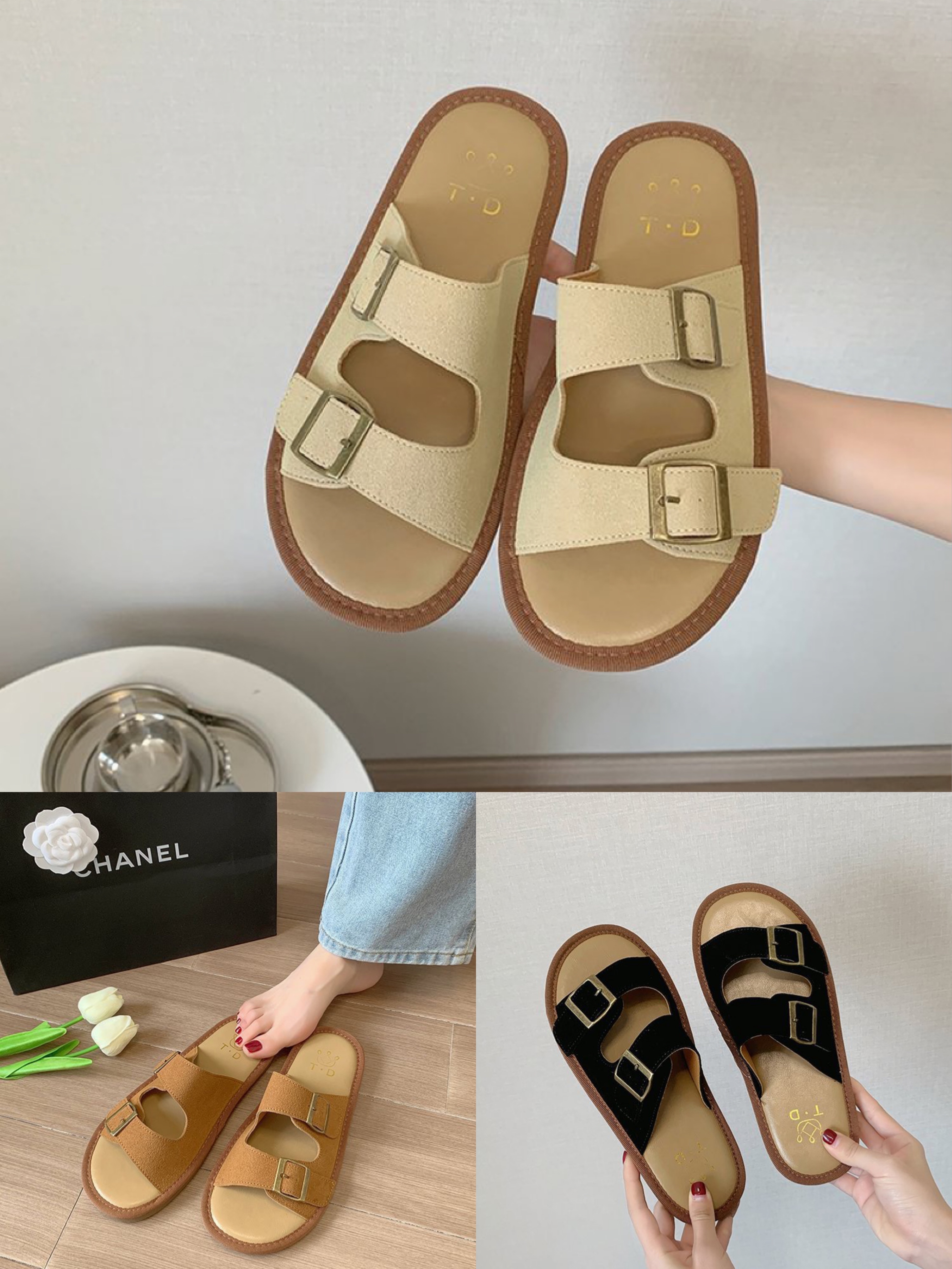 復古舒適軟底拖鞋