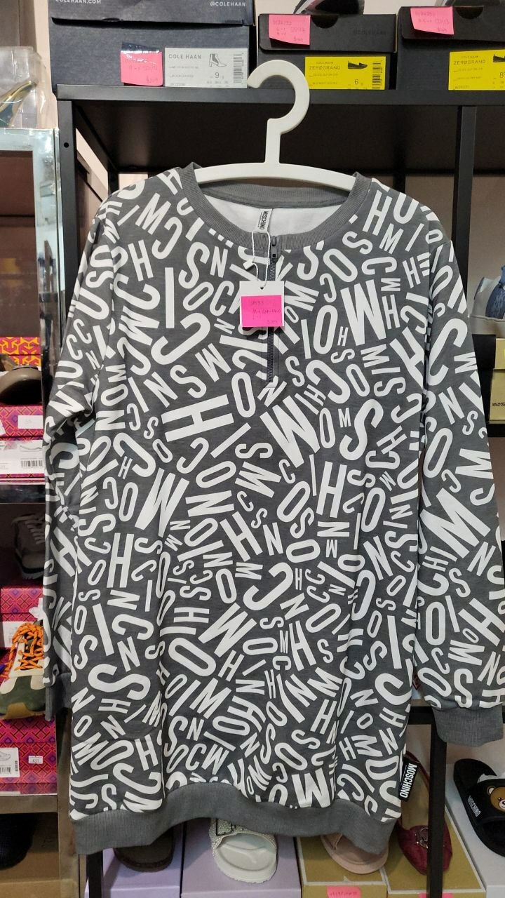 [S] MOSCHINO LOGO AND BEAR PULLOVER DRESS, GREY , T172390061555 (SM83)