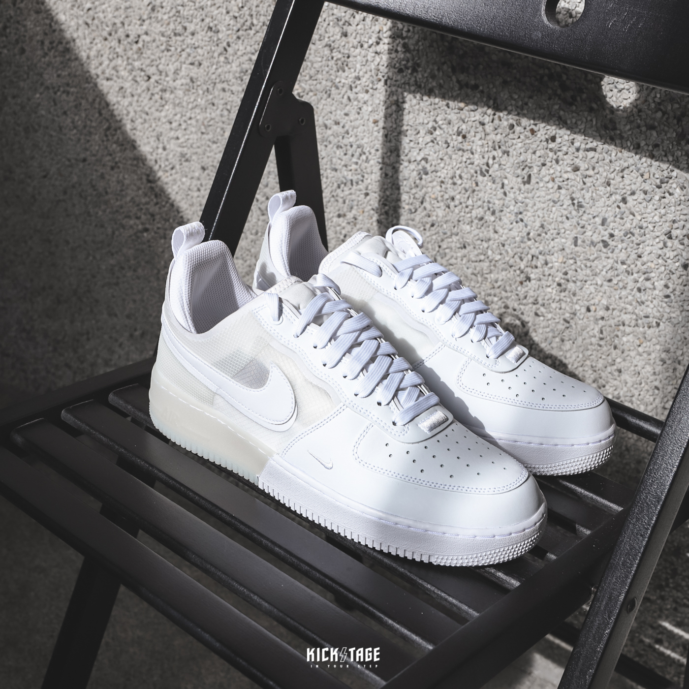 男鞋NIKE AIR FORCE 1 REACT 全白解構低筒休閒鞋【DM0573-100】AF1