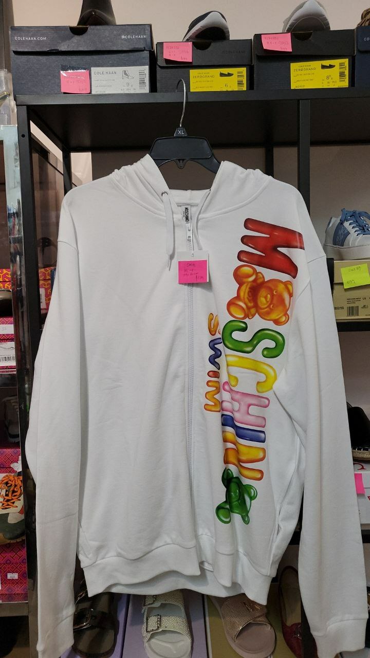 [S] MOSCHINO WHITE HOODIE JACKET WITH RAINBOW LOGO, T170223180001 (SM96)