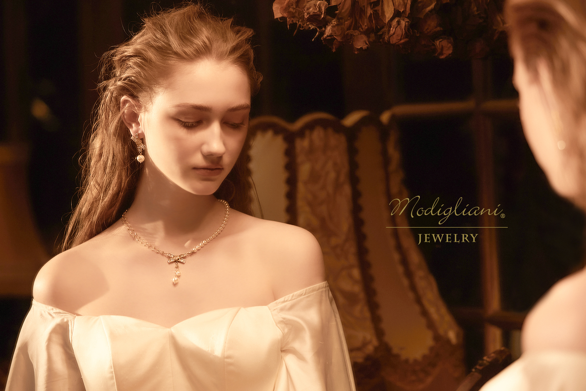 黃銅飾品,黃銅,優雅,天然珍珠,珍珠,耳環,蝴蝶結,鋯石,氣質