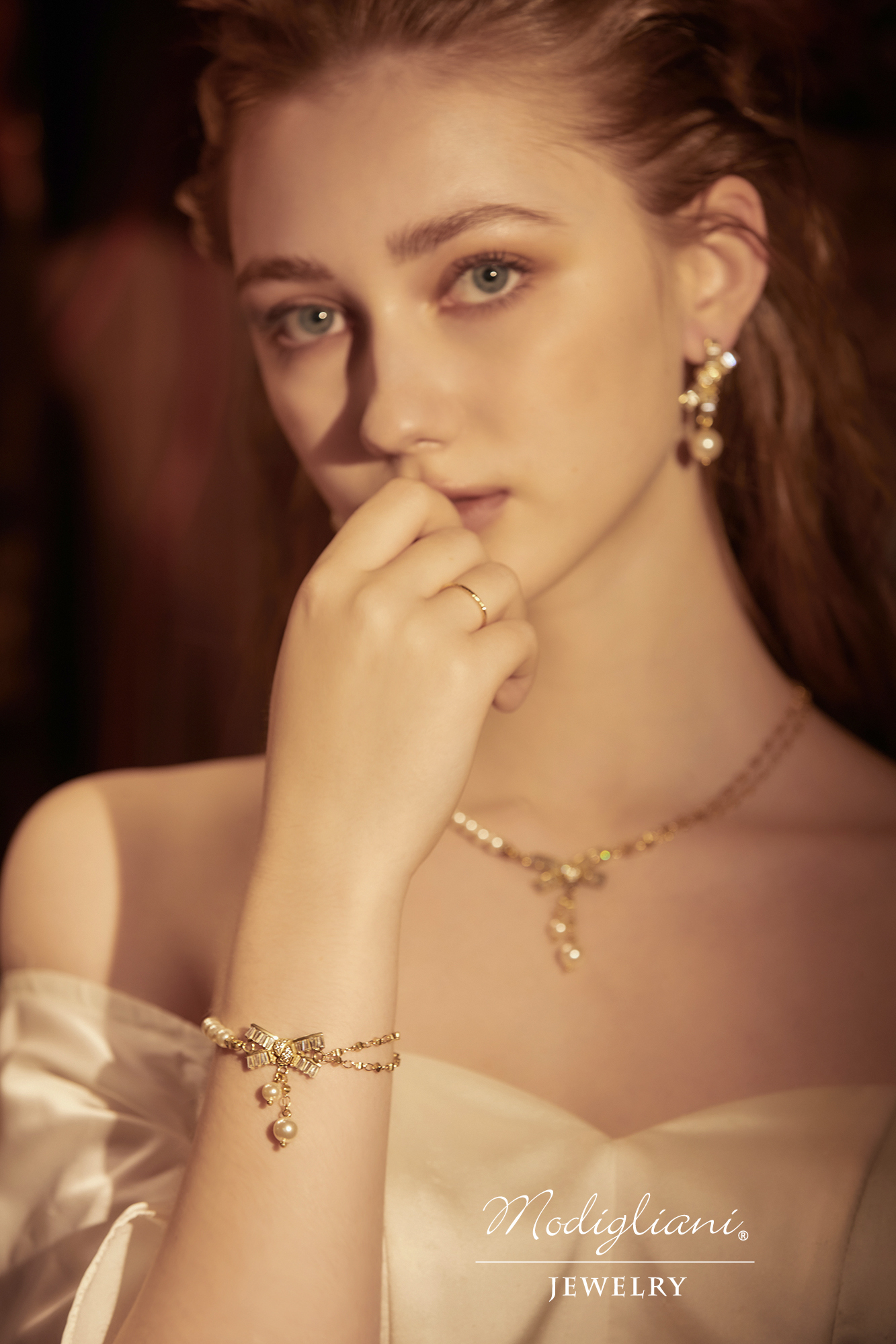 黃銅飾品,黃銅,優雅,施華洛世奇水晶珍珠,珍珠,手鍊,蝴蝶結,鋯石,氣質