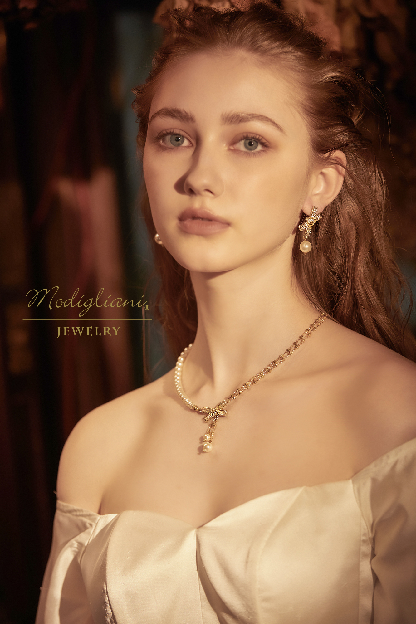 黃銅飾品,黃銅,優雅,施華洛世奇水晶珍珠,珍珠,項鍊,蝴蝶結,鋯石,氣質