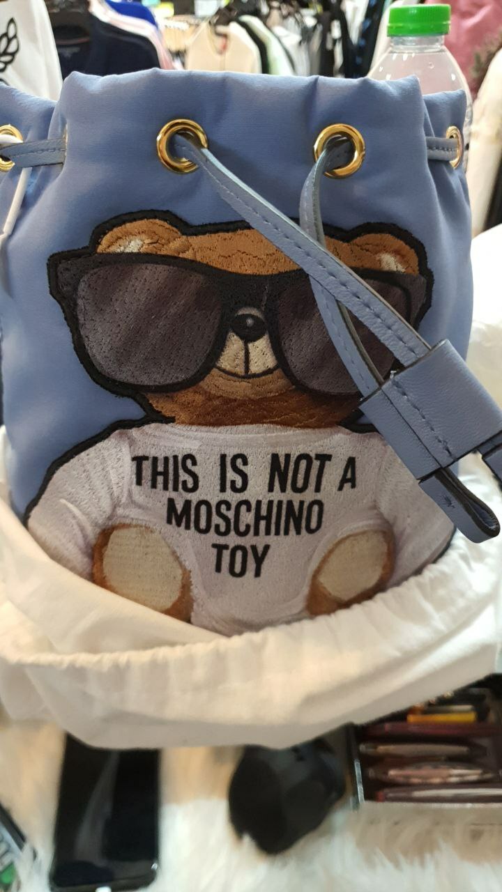 [S] MOSCHINO 7A843082121281 SUNGLASS BEAR BUCKET BAG,BLUE, 667110098961 (SM134)