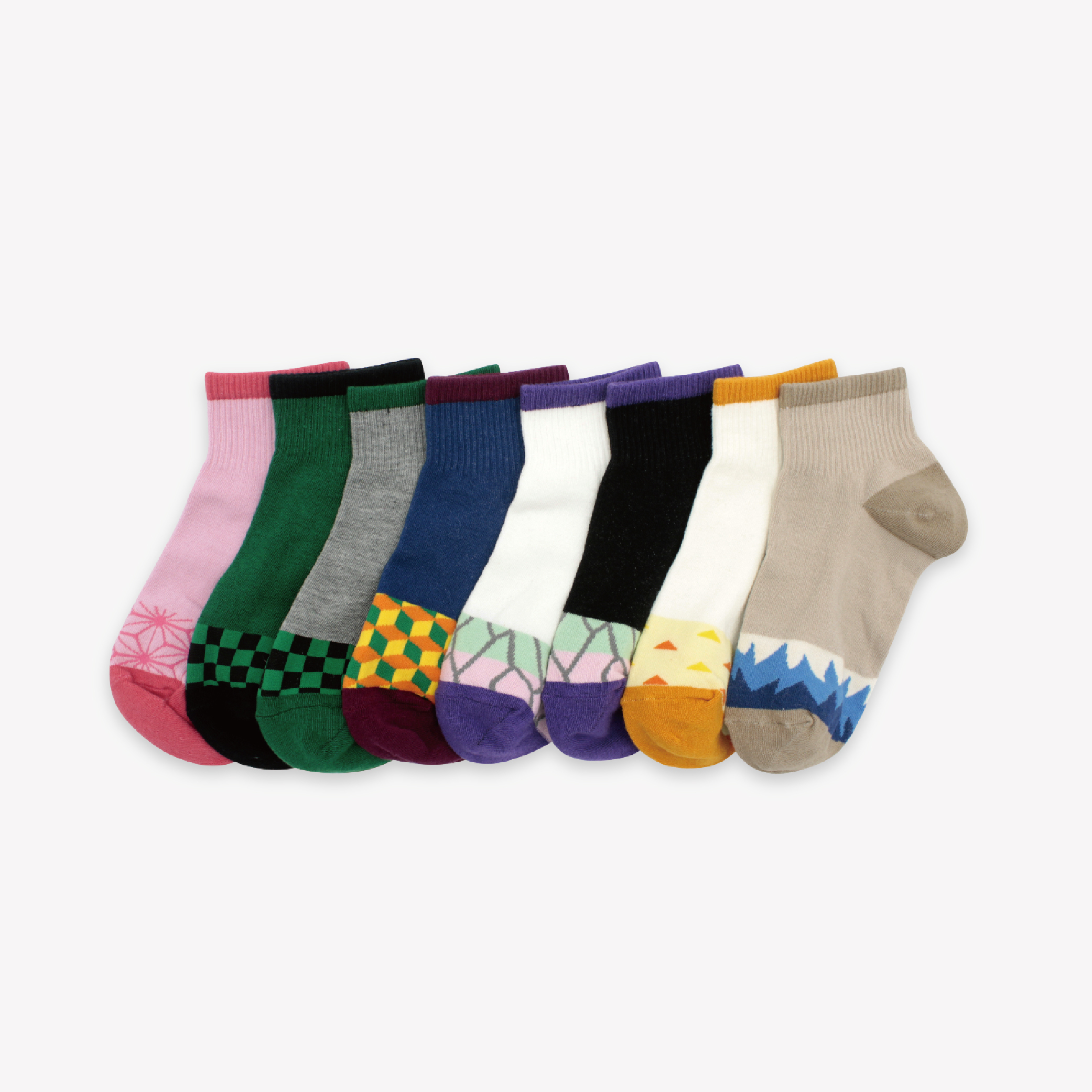 【肌柔】台灣製「防臭吸汗」和柄系列丨日系市松格短棉襪丨P1225-P1230