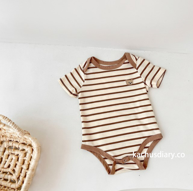 little bear 小熊條紋包屁衣