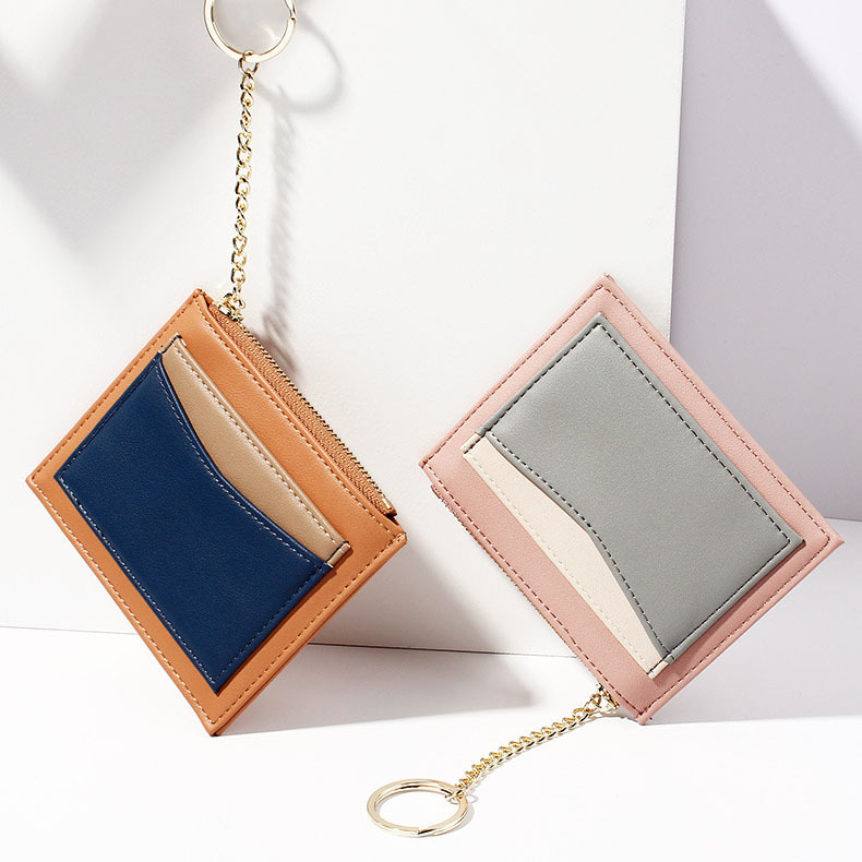 撞色鑰匙扣拉鏈零錢包