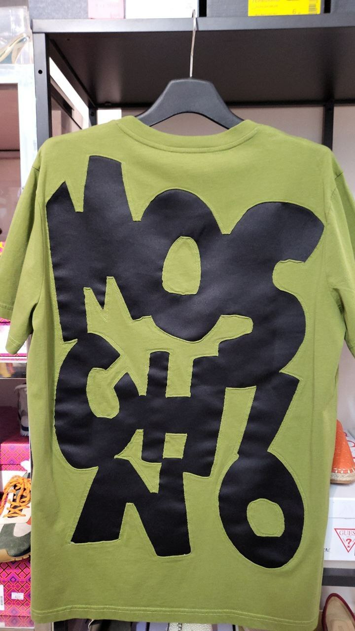 [S] MOSCHINO CUT- OUT LOGO COTTON T-SHIRT, GREEN, PA0718-7040-2413 (SM32)