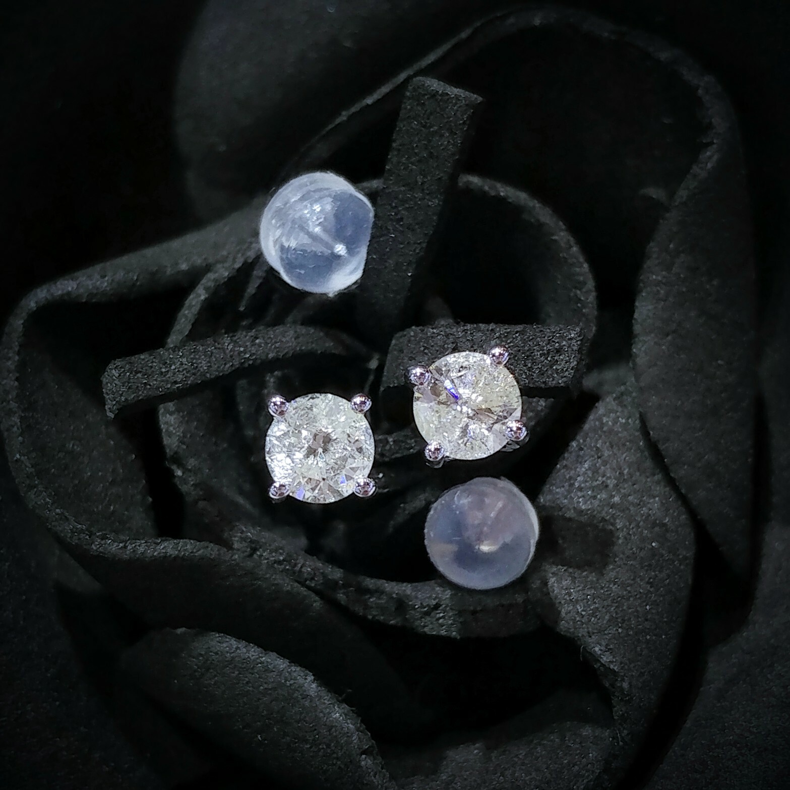 全新18K白金【主石80份鑽石】耳環