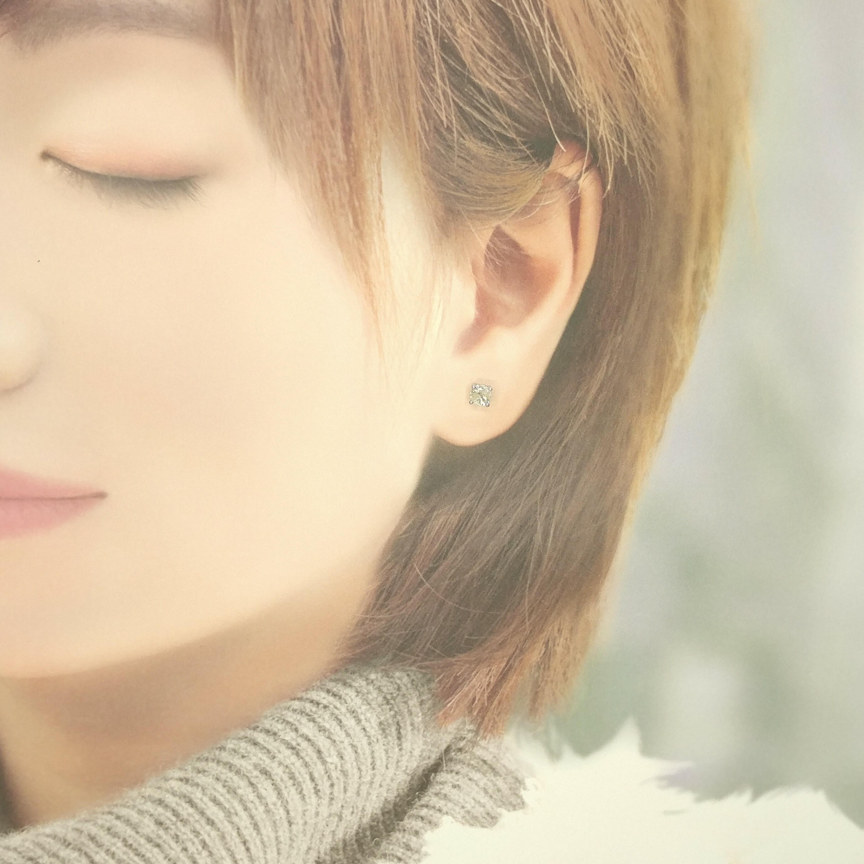 全新18K白金【主石80份鑽石】耳環