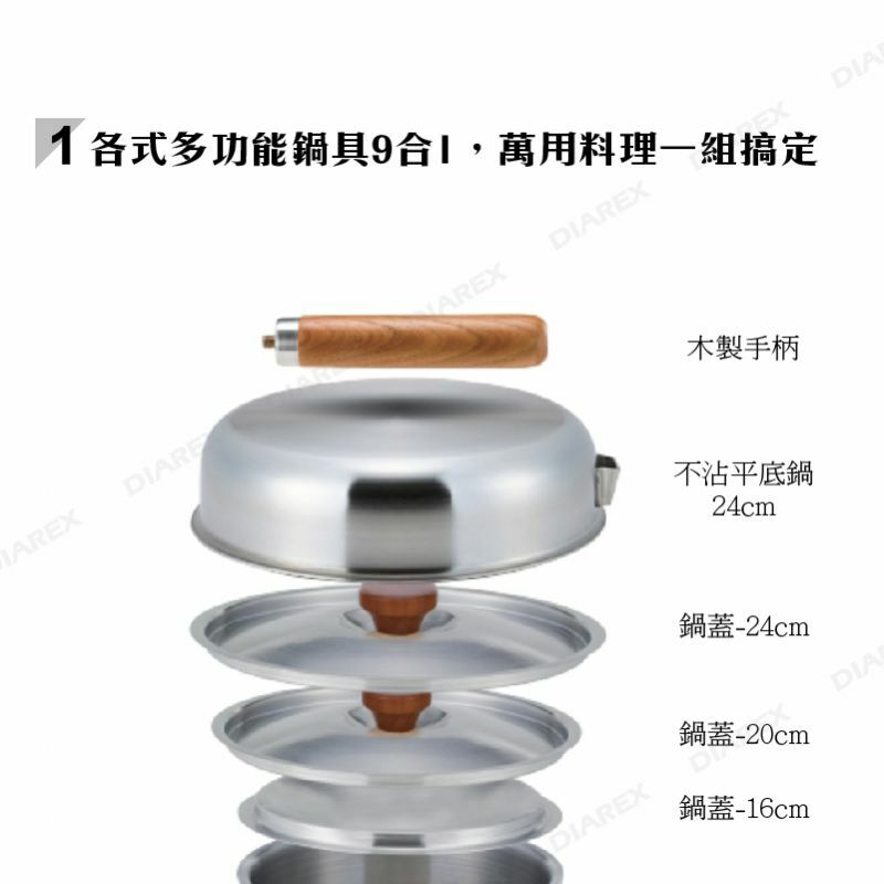 【Bell'Rock】 複合金不鏽鋼戶外炊具組 豪華版COMBI 9 XL-24cm BR-409W