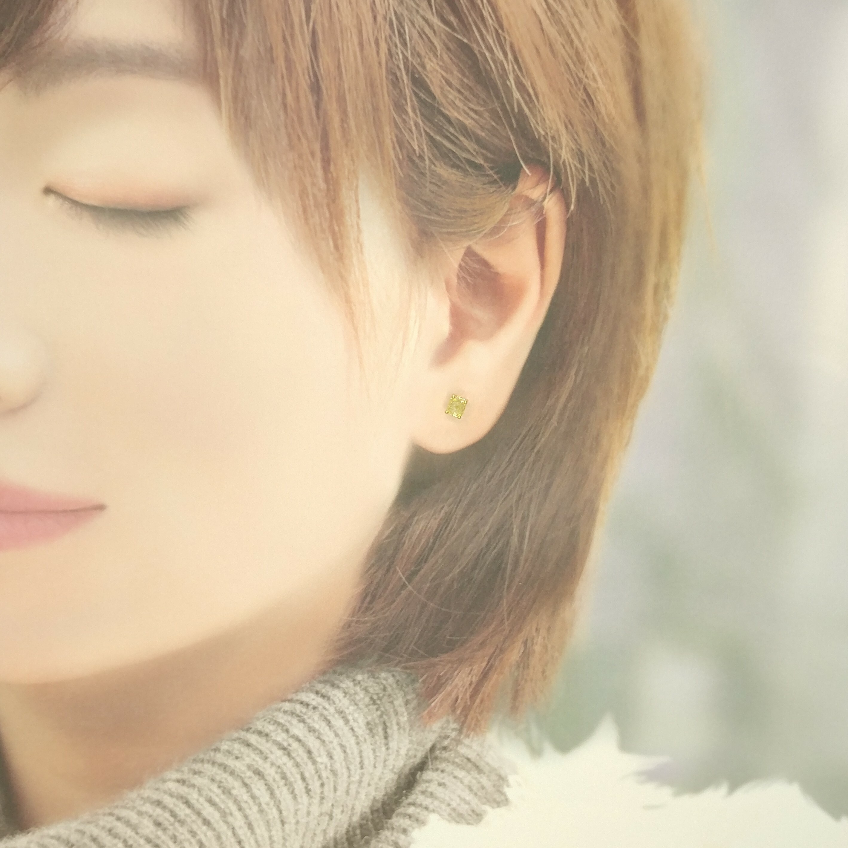 全新18K金【主石1卡11份方形黃鑽】耳環