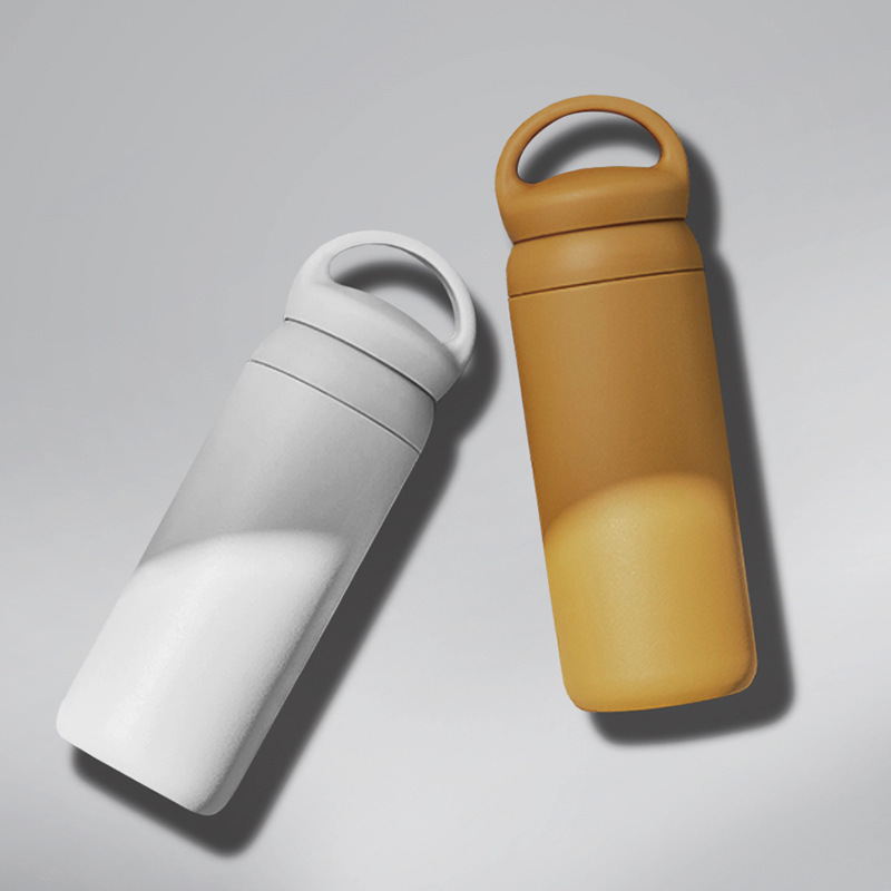 簡約磨砂不鏽鋼手提茶隔保溫杯500ml