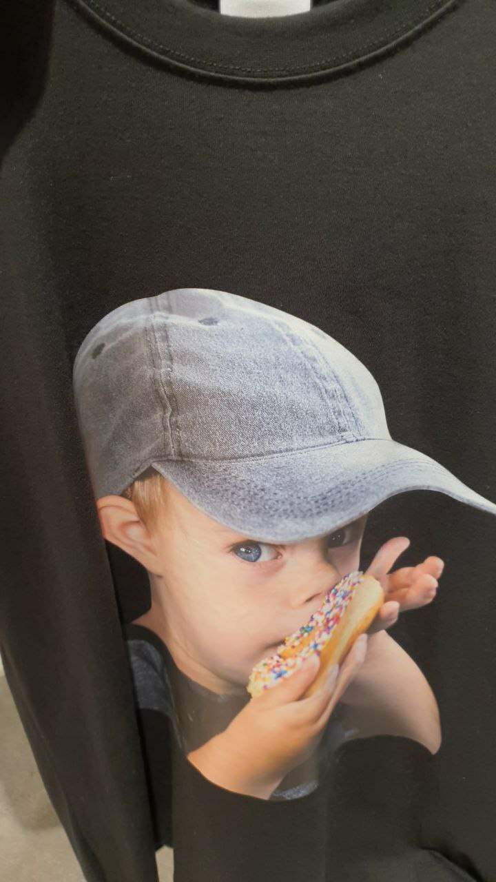 [S] ADLV BABY FACE CAP BOY SHORT SLEEVE T-SHIRT, BLACK, ADLV21SS-SSBKBF-CPB (SAV37)