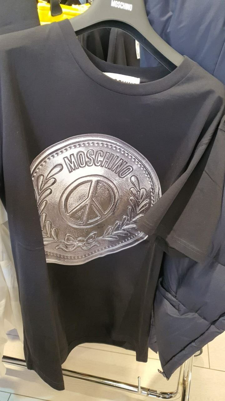 [S] MOSCHINO SILVER LOGO TEE SHIRT, BLACK, ZPT071820401555 (SM144)