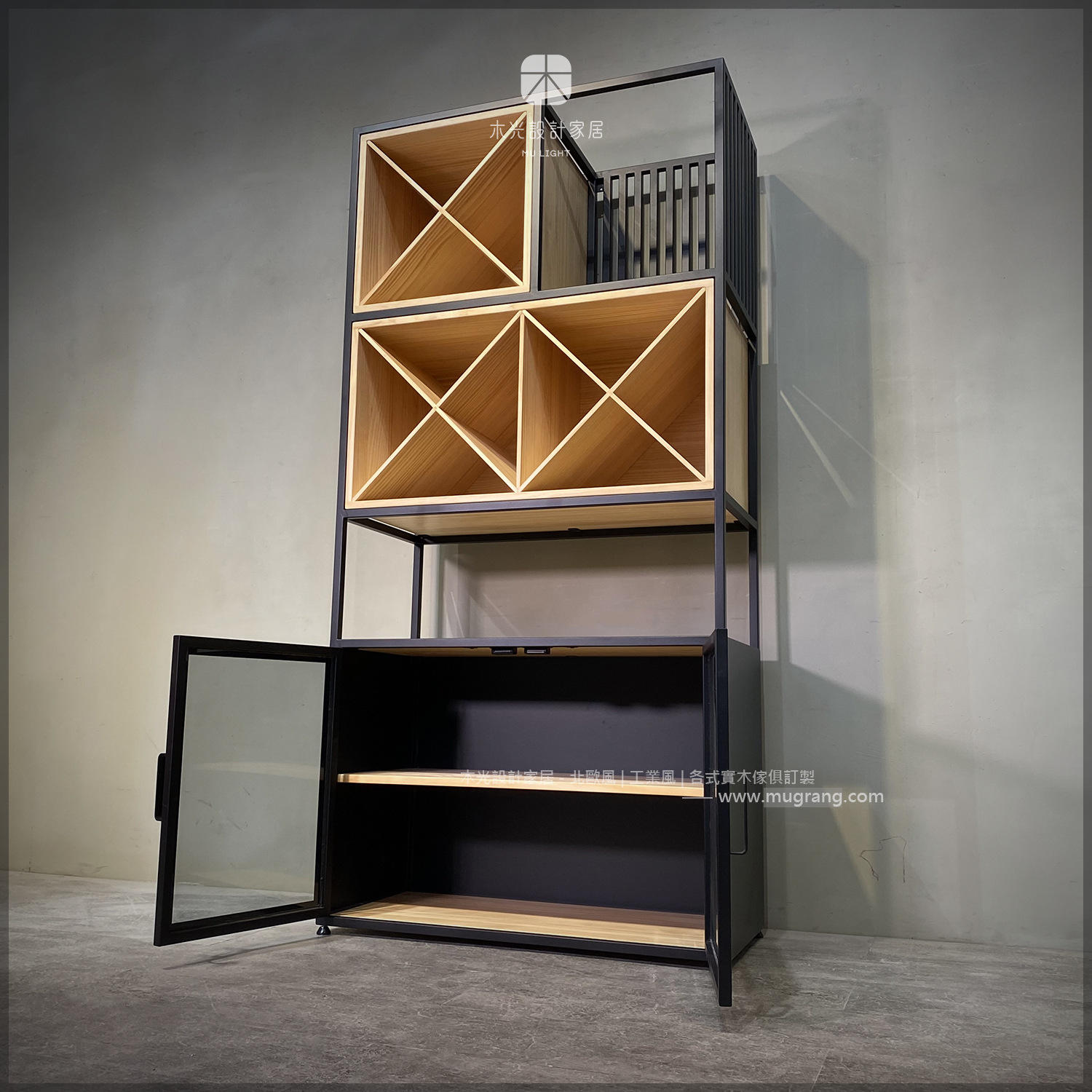 台灣製-收納多格木箱酒櫃架|可訂製