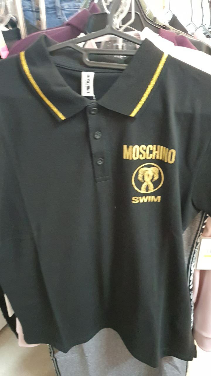 [S] MOSCHINO SWIM GOLD LOGO POLO TEE,BLACK, 3A1303-2311-0555 (SM149)
