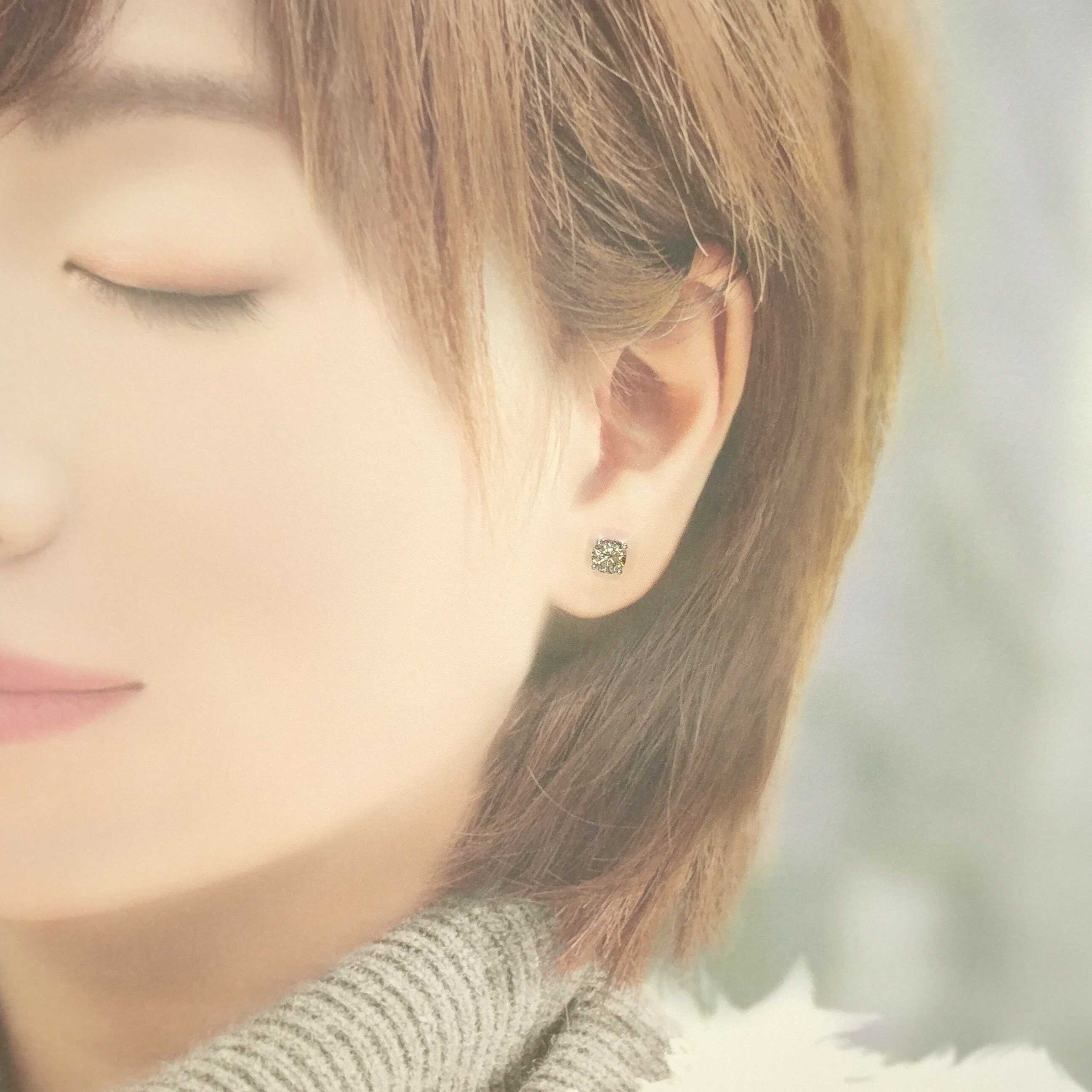 全新18K白金【主石1卡78份鑽石】耳環