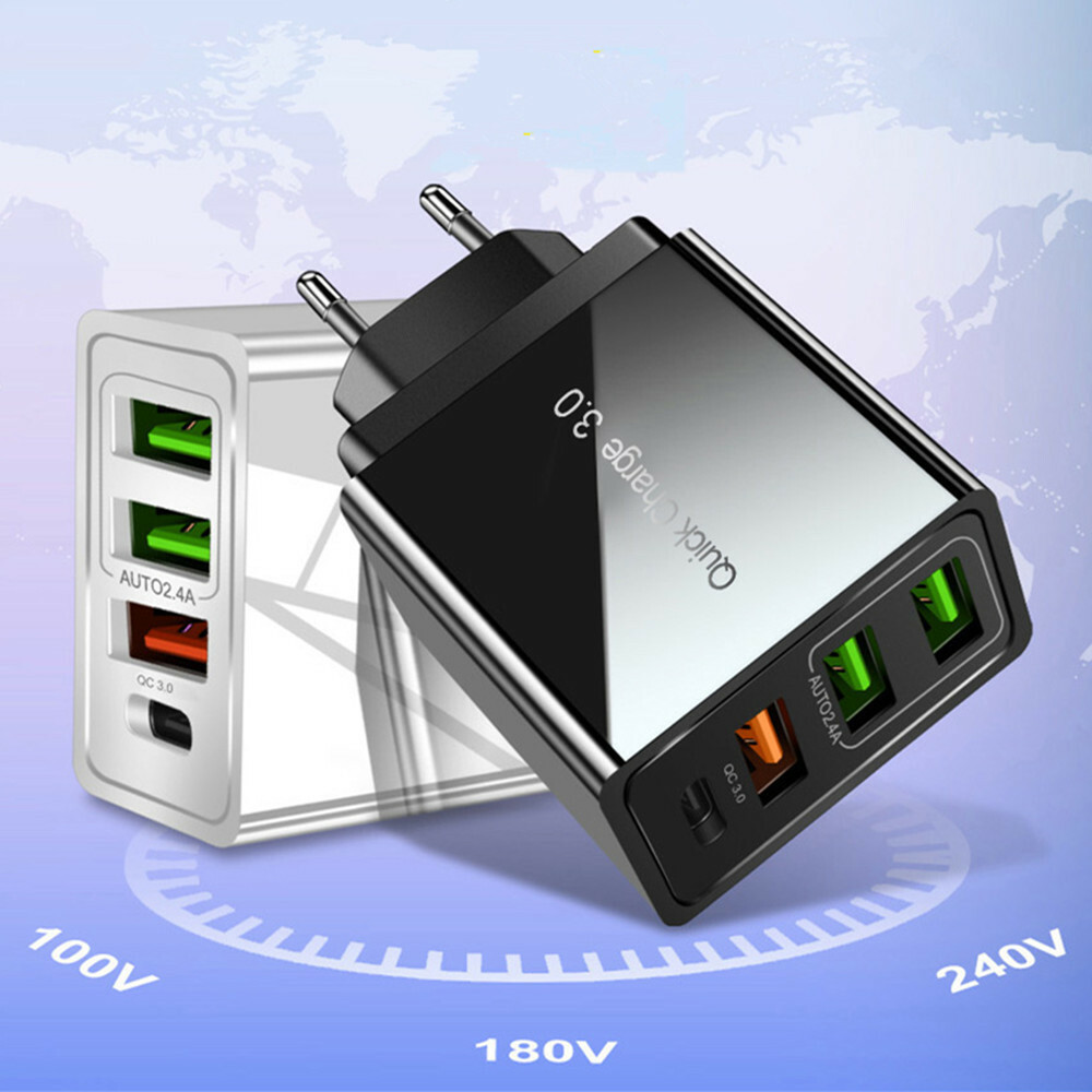 4孔雙USB快充手機充電線