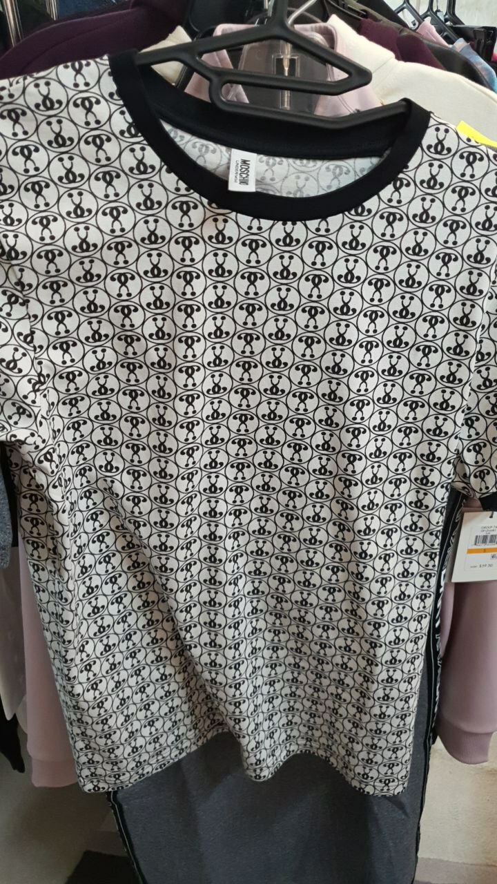 [S] MOSCHINO MULTI LOGO TEE SHIRT,WHITE/BLACK, T1910-8104-1001 (SM150)