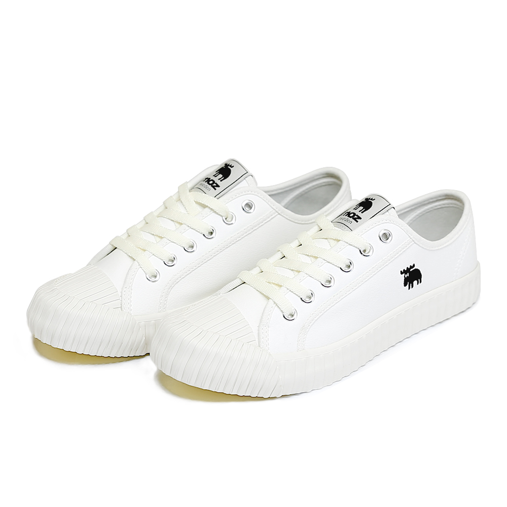 【惜福商品$999】moz瑞典 駝鹿防潑水💦防汙 舒適皮質 綁帶款 餅乾鞋 (牛奶白)
