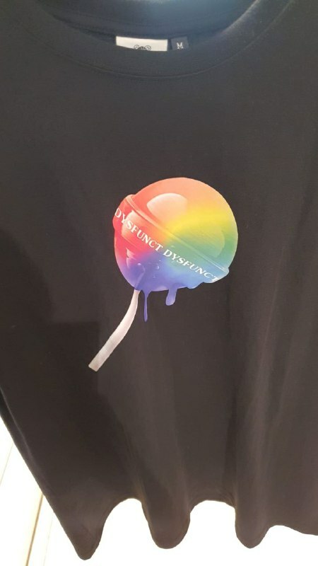 [S] DYSFUNCT TOO SWEET BUT CUTE SHORT SLEEVE T-SHIRT,BLACK/RAINBOW, T-RAINBOWC B (SDY10)