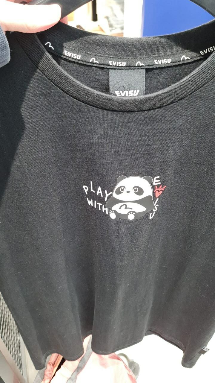 [S] EVISU PANDA LETTERING LOOSE FIT SHORT SLEEVE T-SHIRT, BLACK, EU2UTS704-BLACK (SEV50)