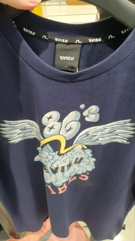 [S] EVISU WINGS ILLUSTRATION LOOSE FIT T-SHIRT, NAVY, EU2UTS719-NAVY (SEV51)