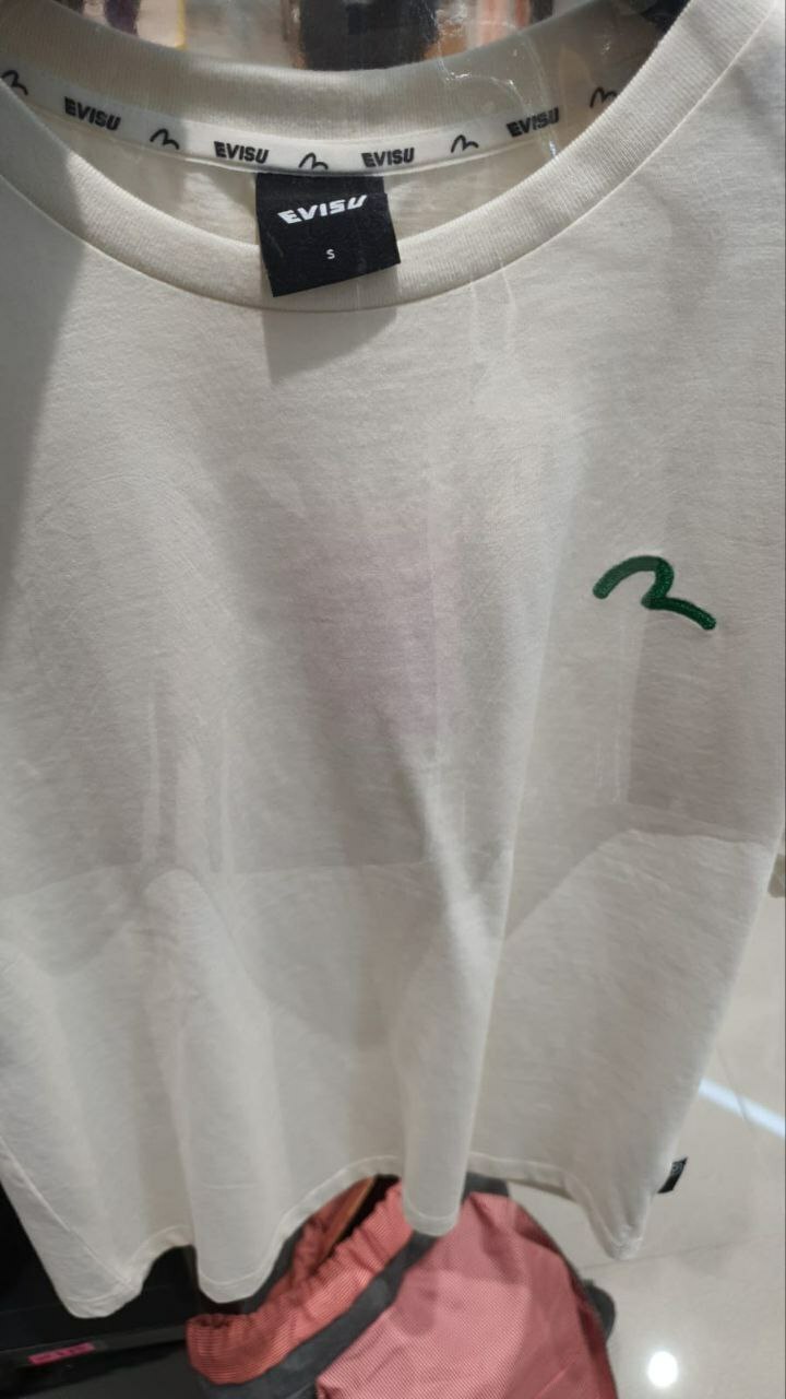 [S] EVISU SMALL LOGO TEE SHIRT,LIGHT BEIGE, EU5UTS923-LIGHT BEIGE (SEV52)