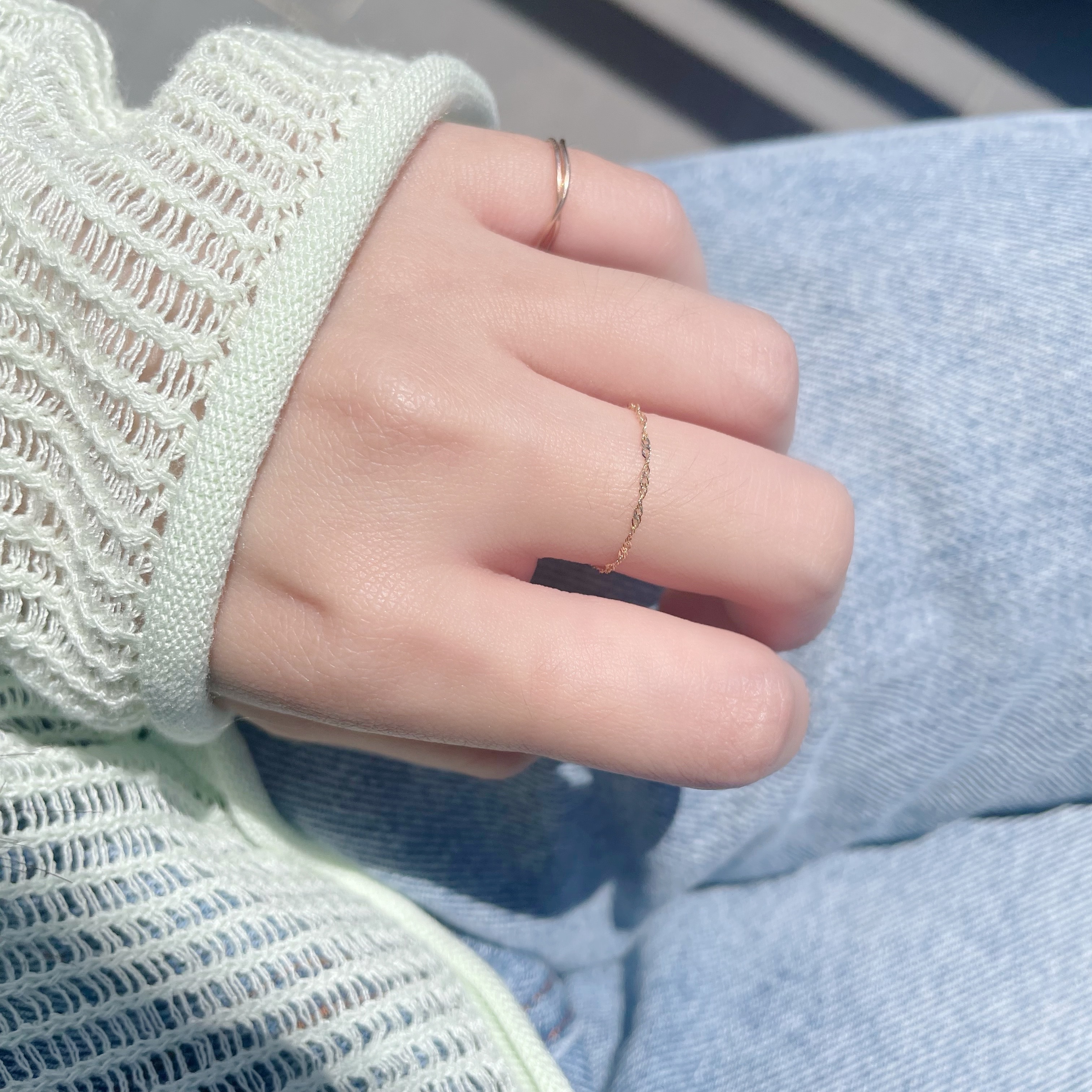 14K輕柔波紋鍊戒