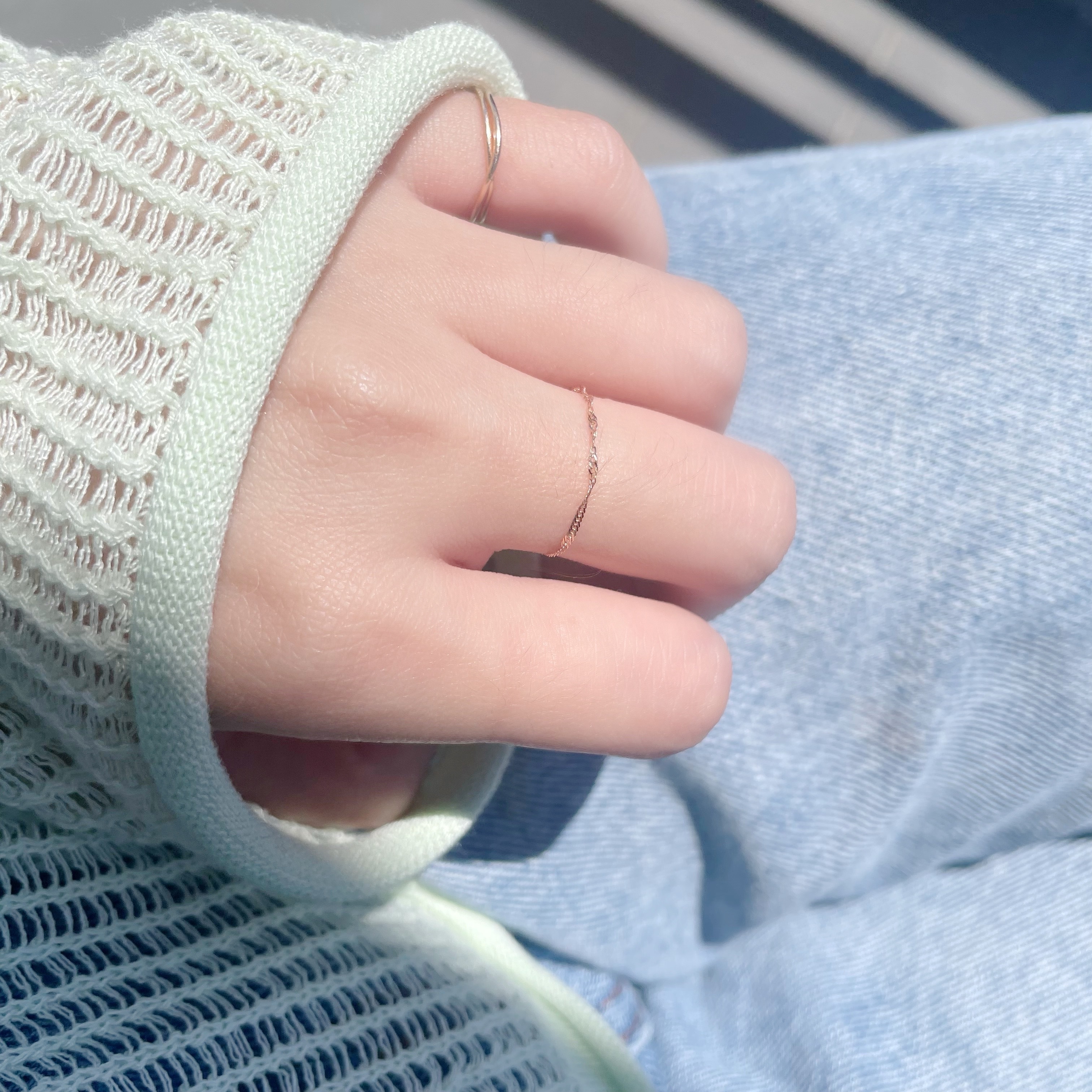 14K輕柔波紋鍊戒