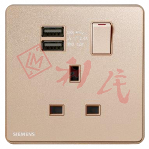 西門子 DELTA®arina 13A 單位單極開關插座(帶USB插座)(冰川白/玫瑰金/永恆灰/香檳金)