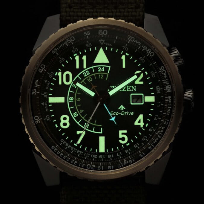 CITIZEN PROMASTER Sky 光動能 200m防水 綠色尼龍帶 BJ7136-00E