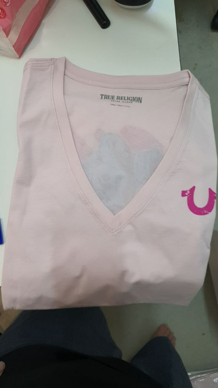 [S] TRUE RELIGION GRAFFITI BUDDHA SLIM V NECK TEE,PINK, 205174-PALE LILAC [FINAL SALE]  (STR51)