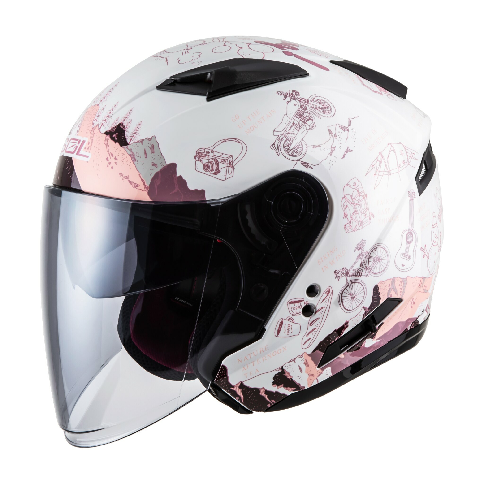 SOL  SO-7E 探險者 OUTDOOR 白/粉 3/4罩